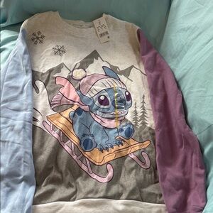 Disney Women's Sweater with Stitch in Blue and Purple